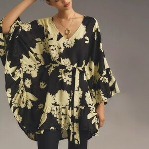 Anthropologie's Bel Kazan Boho Floral Kimono Sleeve Tunic Dress OS